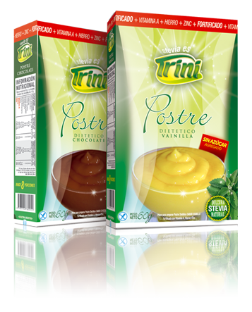 Postres TRINI dietéticos con Stevia  Postres instantaneos sin TACC con Stevia