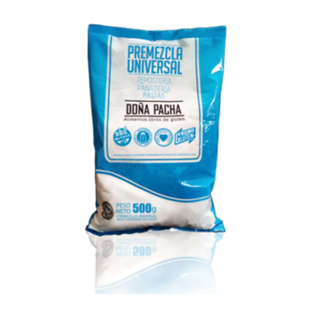 Premezcla universal, libre de gluten ideal para cualquier preparación de repostería, pastas y panificados sin TACC.
Versátil y práctica, no puede faltar en tu cocina gluten free. Con Doña Pacha vas a obtener resultados sorprendentes. 
