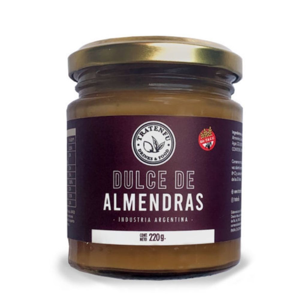 Delicioso y novedoso dulce elaborado a base de almendras. Ideal para postres y desayunos, mano a mano con el dulce de leche. Libre de gluten. Sin TACC.
