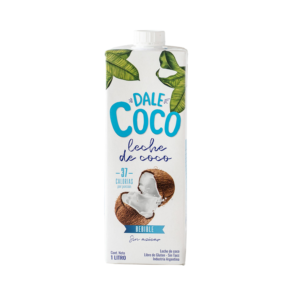 Deliciosa leche de coco lista para consumir. Refrescante y muy nutritiva.

Sin Lactosa, Apto Veganos, Sin azúcares agregados, Bajas Calorías y Sin TACC.
Date el gusto, Dale Coco!