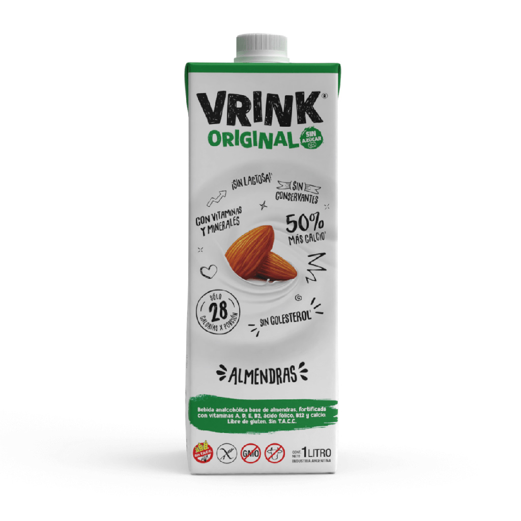 Vrink no tiene lactosa ni colesterol. Ideal para quienes eligen alimentarse mejor y con muy bajas caloras. Libre de gluten. Sin TACC.