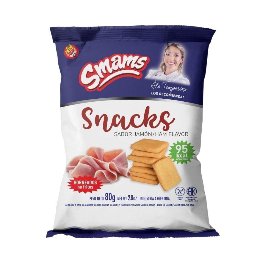 Espectacular lanzamiento de SMAMS, estos snacks la rompen, super ricos, ideales para la hora de la picada o para acompañar unos mates.

Prctico envase por 80gr es la porción justa.
