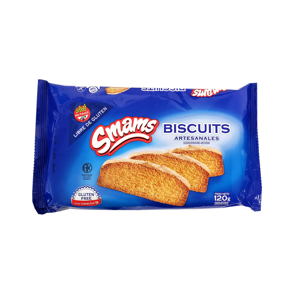 Seguro que estos biscuits de Smams son los más ricos que probaste.
Son libres de gluten y con el caracterstico sabor de los biscuits de la abuela.

