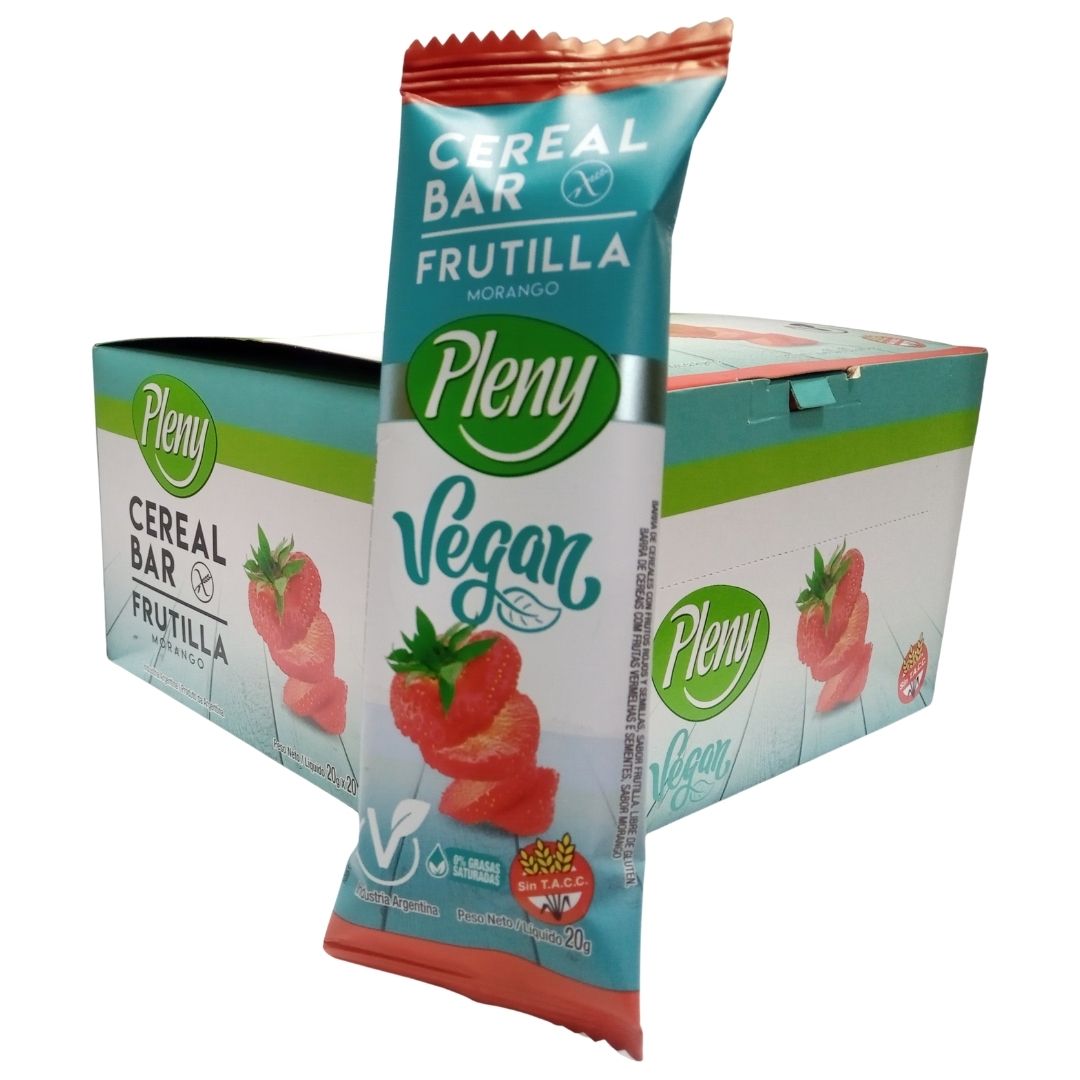 Riqusimas barras de cereales veganas. Desde siempre Pleny nos ofrece sabor y calidad con un precio muy accesible, ingredientes seleccionados y certificados libres de gluten.