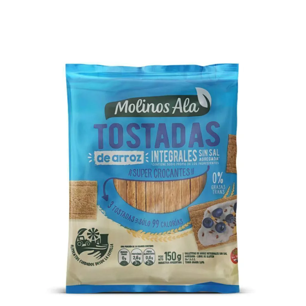 Tostadas Integrales de Arroz sin Sal - Molinos Ala x 150g