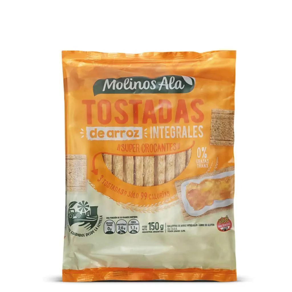 Tostadas Integrales de Arroz Clásicas - Molinos Ala x 150g
