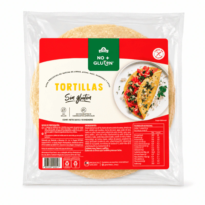 Tortillas precocidas para tacos y rolls No+Gluten x 260g