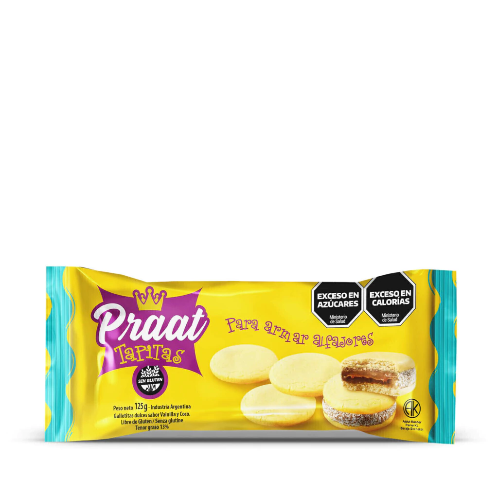 Tapitas para alfajor sabor Coco y Vainilla PRAAT x 125g