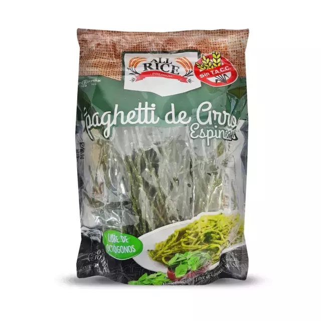 Spaghettis de Arroz con Espinaca - All Rice x 300g