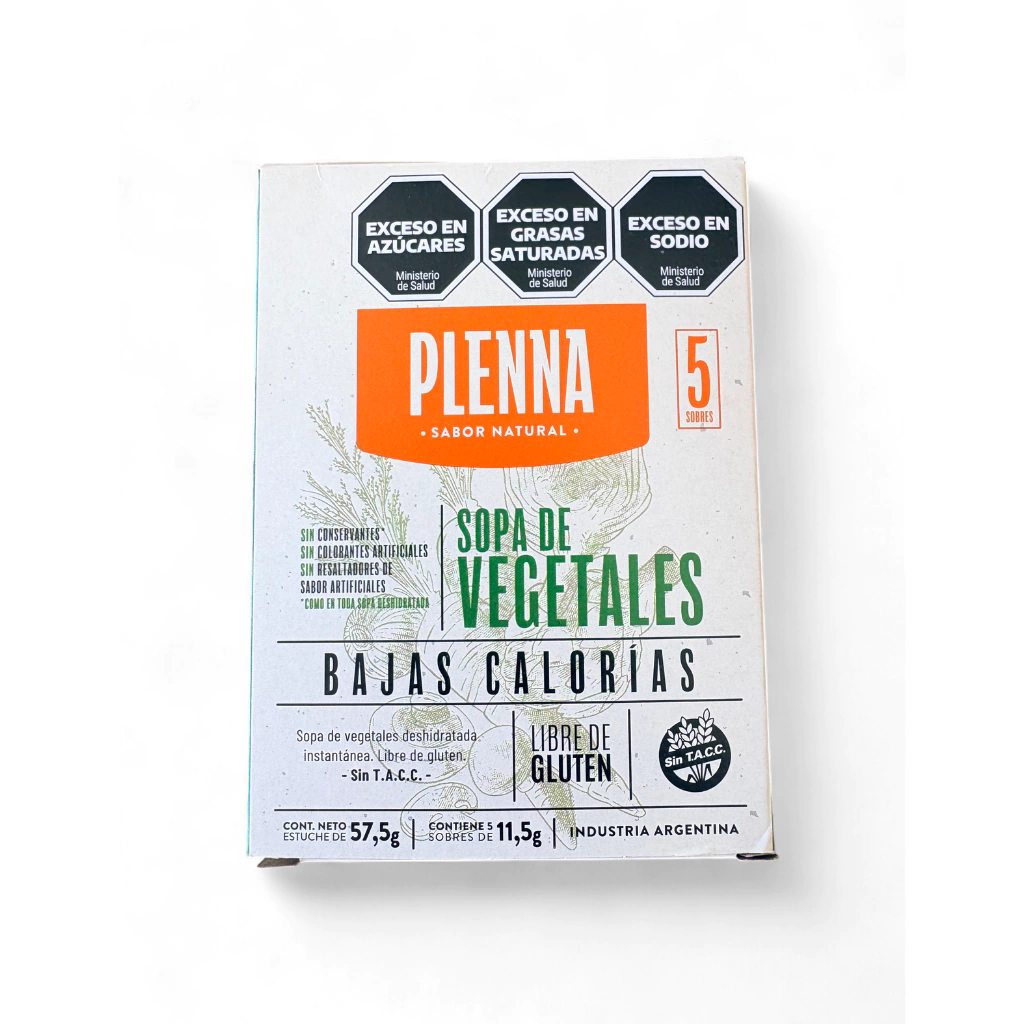 Sopa de Vegetales Instantánea Bajas Calorías PLENNA x 55g