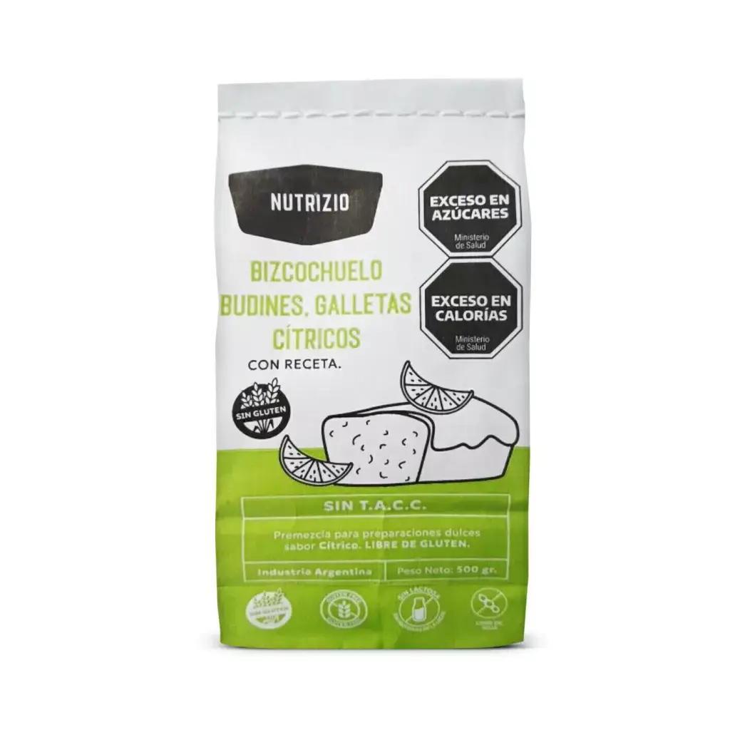 Premezcla Budines y Galletas sabor Cítricos SIN LACTOSA Nutrizio x 500g