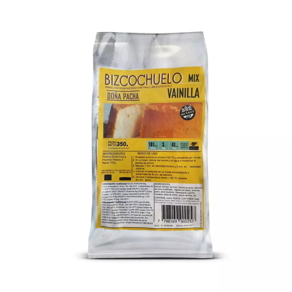 Premezcla Bizcochuelo de Vainilla Doña Pacha x 350g