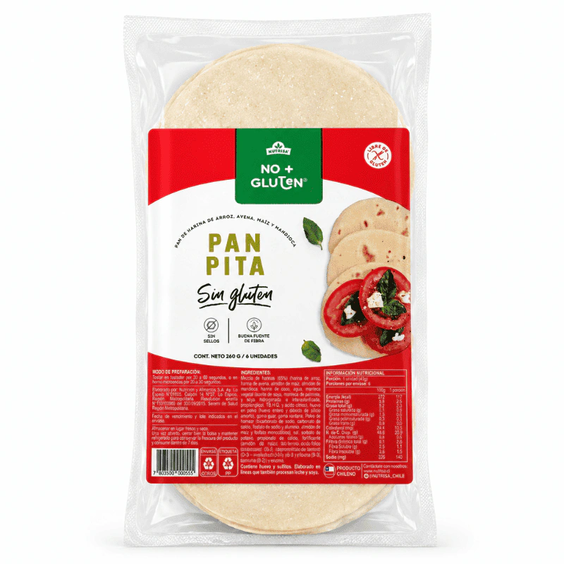 Pan Pita 6 unidades No+Gluten x 260g