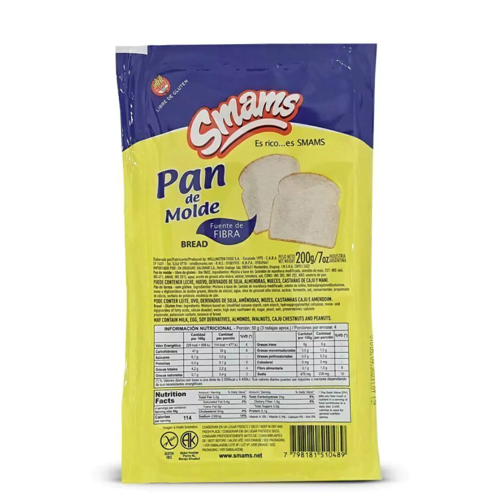 Pan de Molde blanco SMAMS x 200g