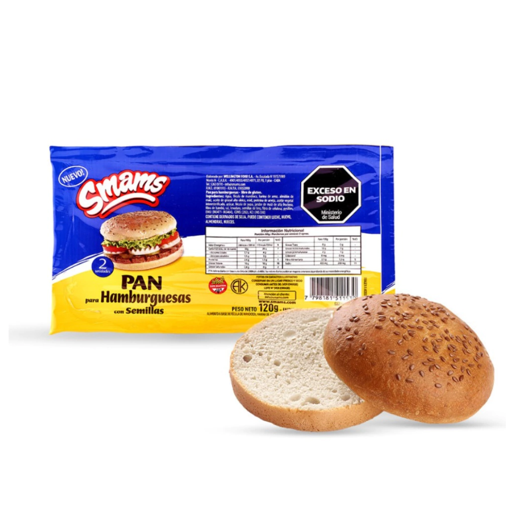 Pan de Hamburguesa con Semillas SMAMS x 120g