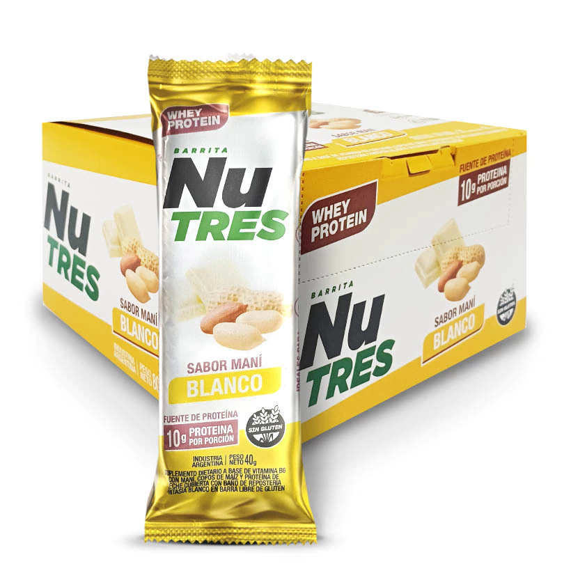 NUTRES Maní Chocolate Blanco Whey Proteine Caja x 20u