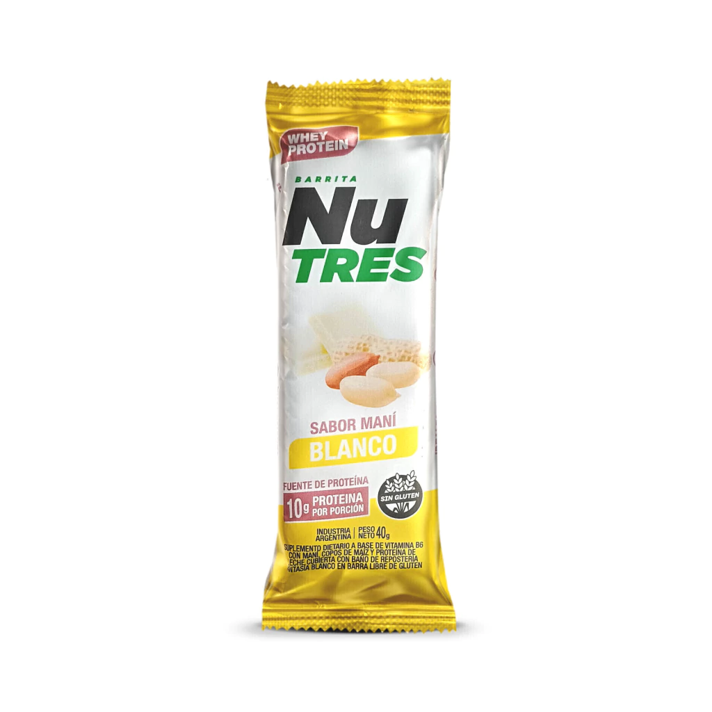 NUTRES Barrita Maní Chocolate Blanco Whey Proteine x 40g