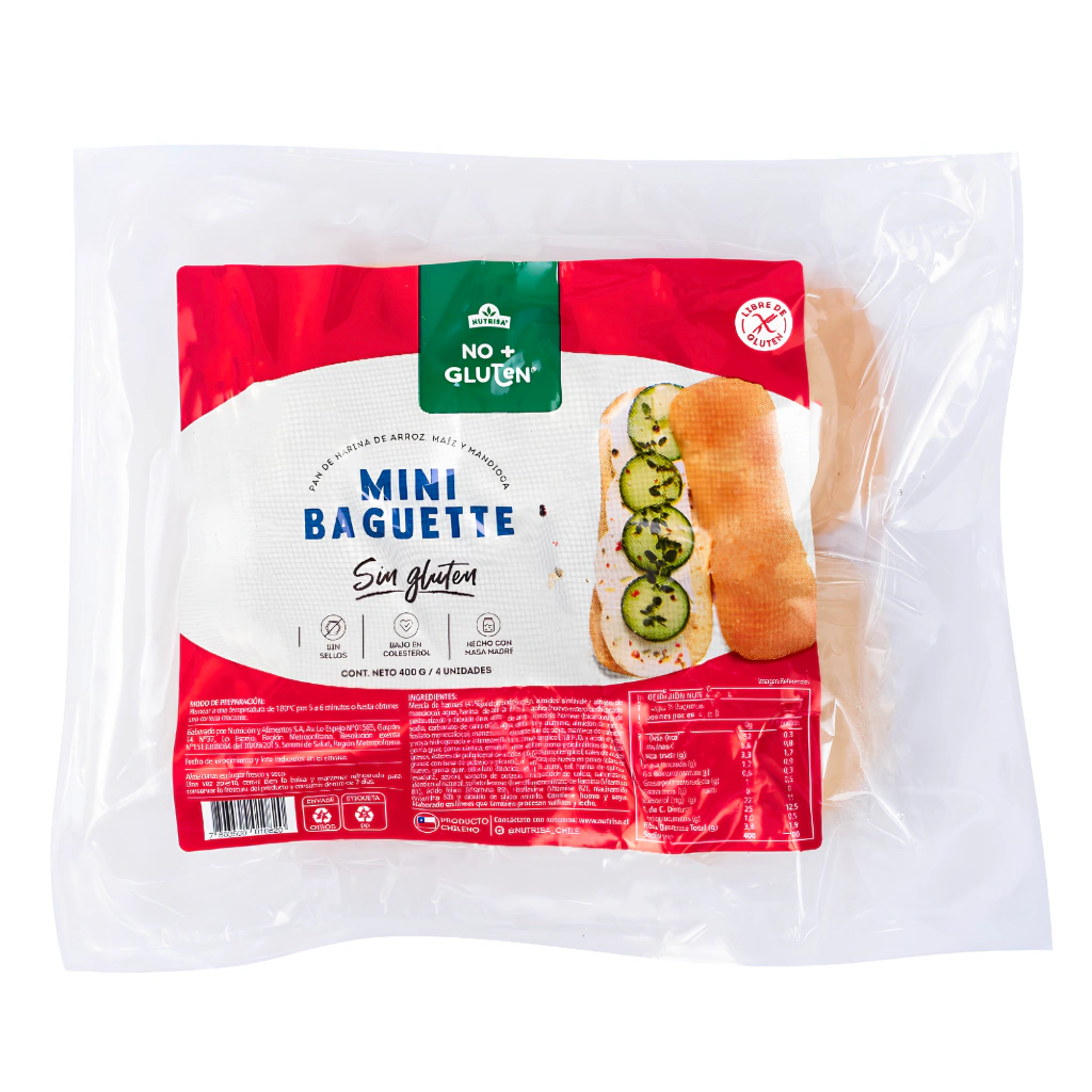 Mini Baguettes x 4 unidades No+Gluten x 400g