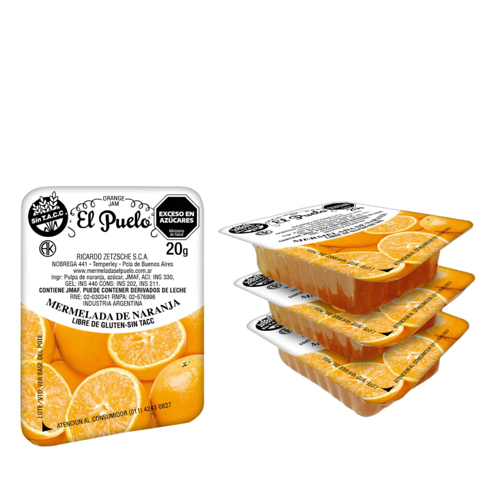 Mermelada de Naranjas El Puelo mini porciones Caja x 120u