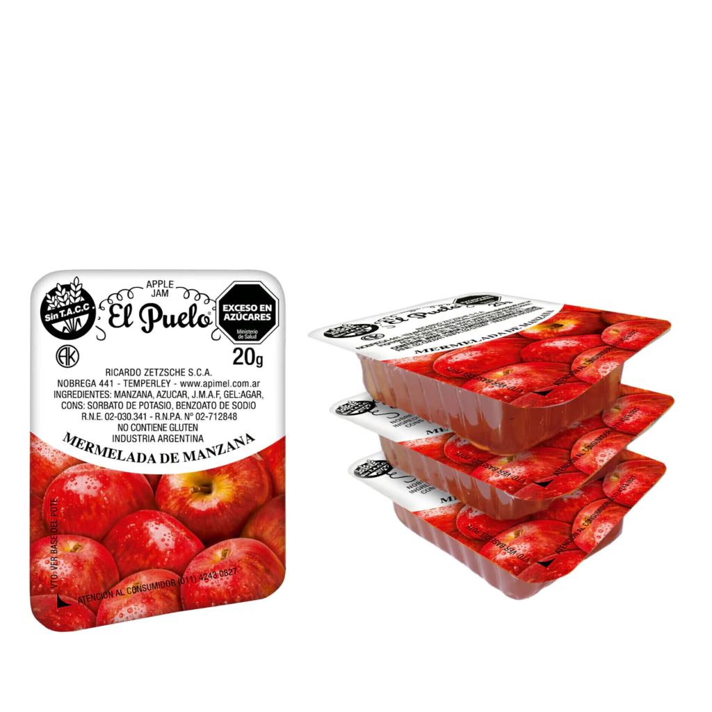 Mermelada de Manzanas El Puelo mini porciones Caja x 120u