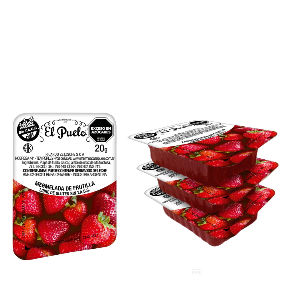Mermelada de Frutillas El Puelo mini porciones Caja x 120u