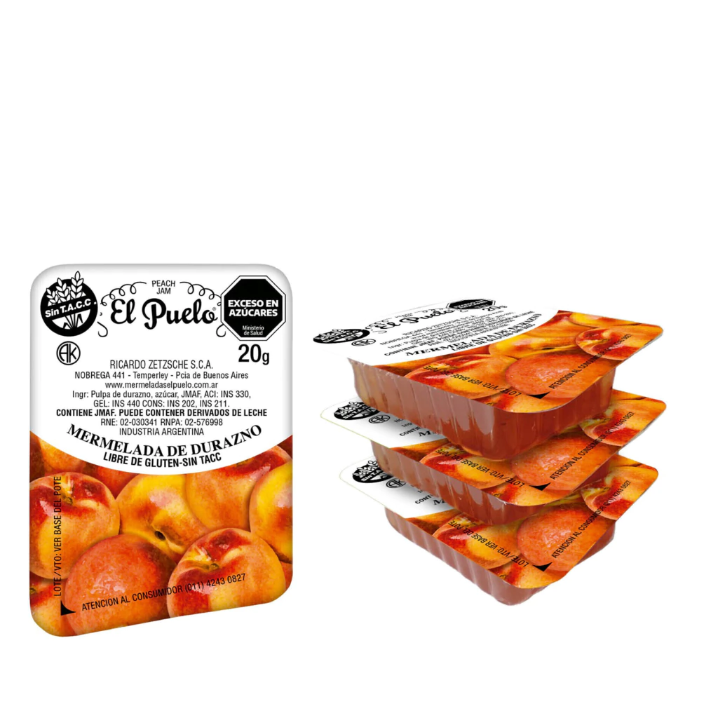 Mermelada de Duraznos El Puelo mini porciones Caja x 120u