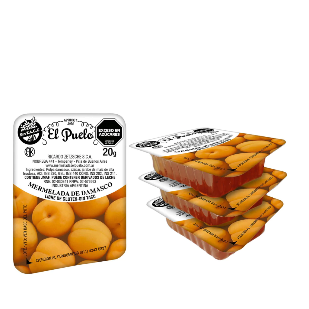 Mermelada de Damasco El Puelo mini porciones Caja x 120u
