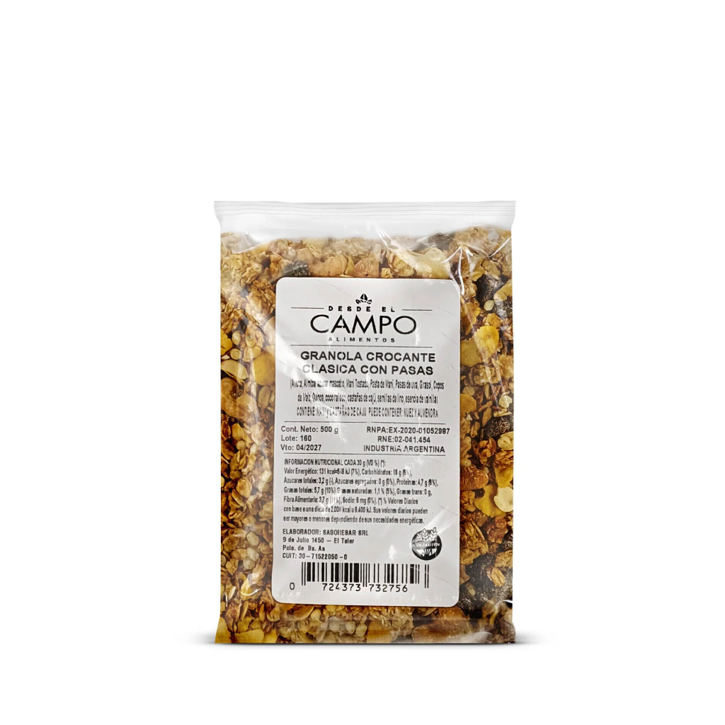 Granola Crocante Clásica con Pasas DeC x 500g