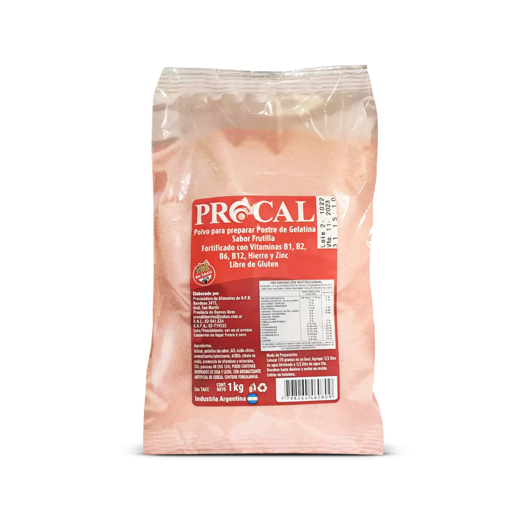 Gelatina Fortificada sabor Frutilla Procal x 1kg