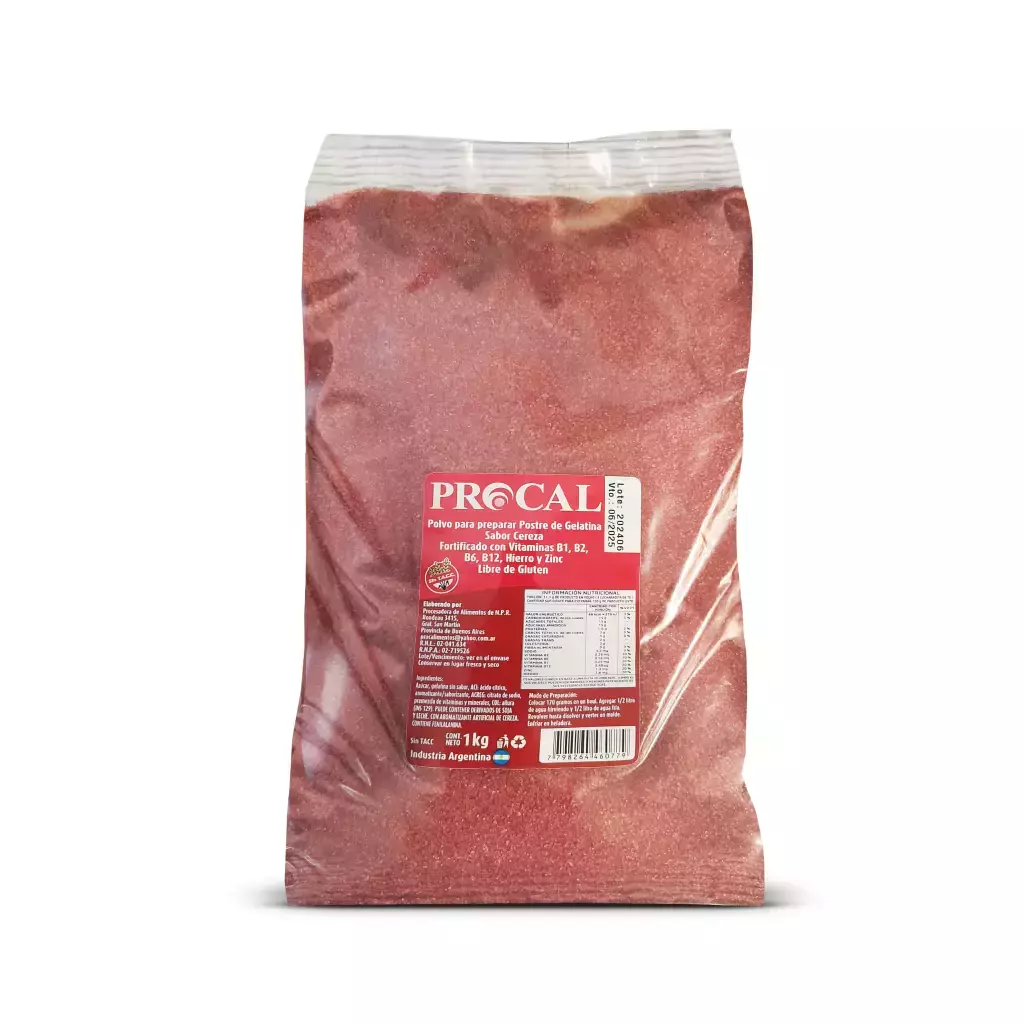 Gelatina Fortificada sabor Cereza Procal x 1kg