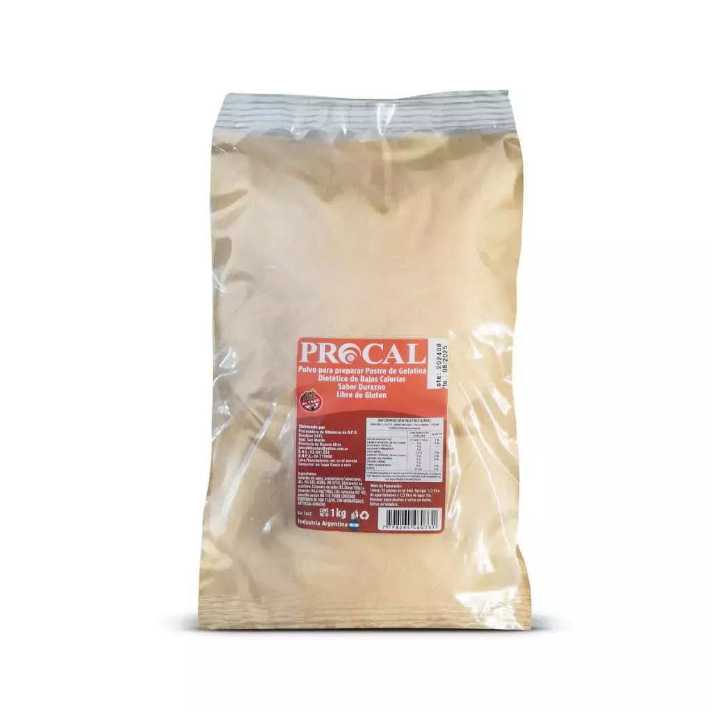 Gelatina Dietética sin azúcar sabor Durazno Procal Rinde 5X x 1kg