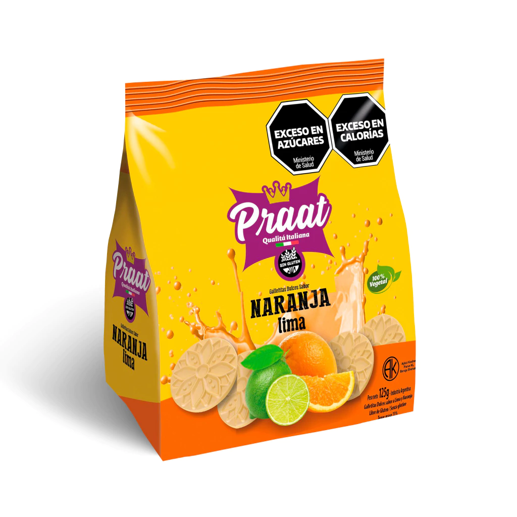 Galletitas sabor Naranja y Lima PRAAT x 125g
