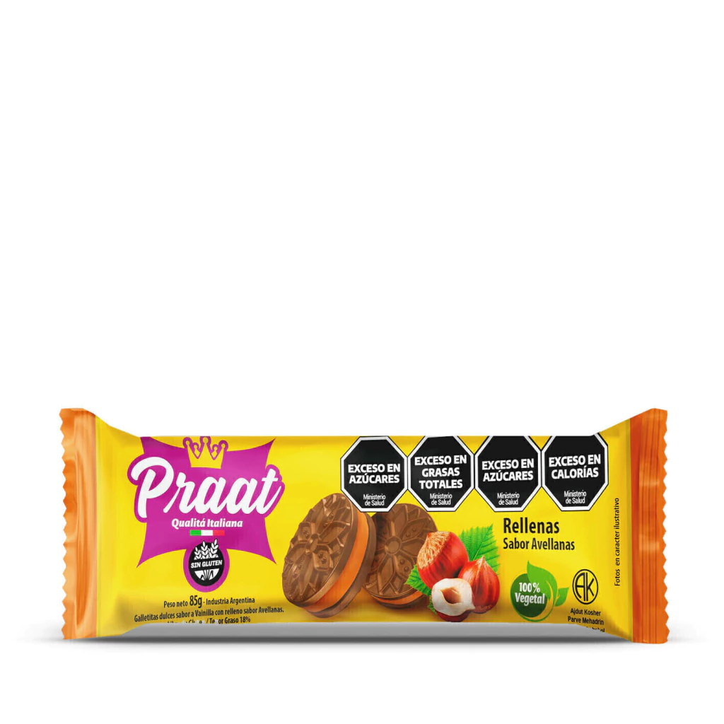 Galletitas Rellenas de Chocolate con Avellanas PRAAT x 85g