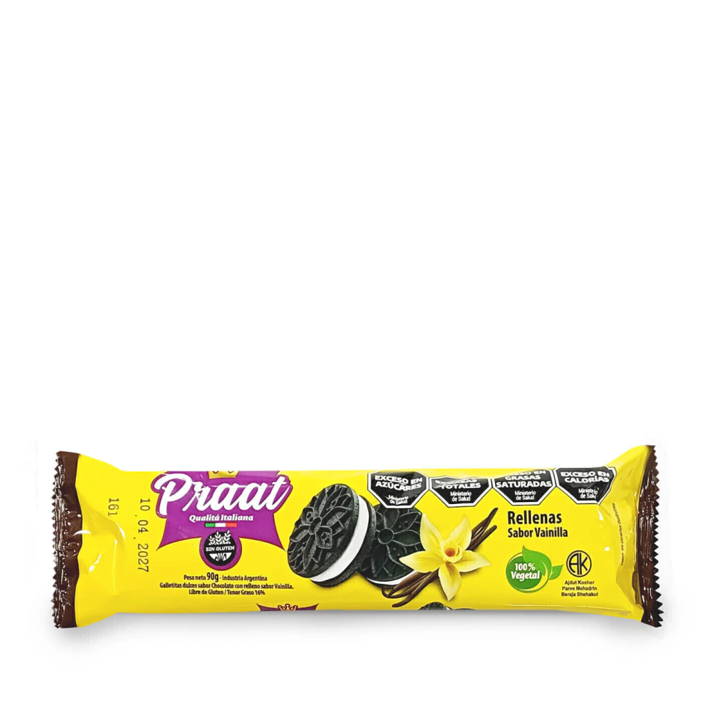 Galletitas de Chocolate Rellenas Vainilla PRAAT x 85g