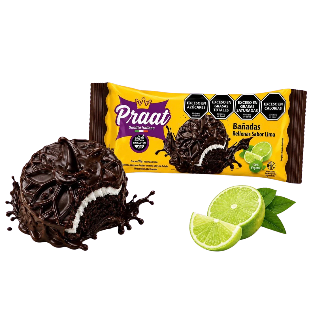 Galletitas de Chocolate con Lima Bañadas PRAAT x 90g