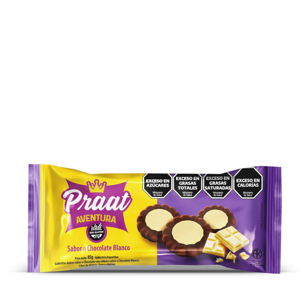 Galletitas Aventura de Chocolate con Chocolate Blanco PRAAT x 85g