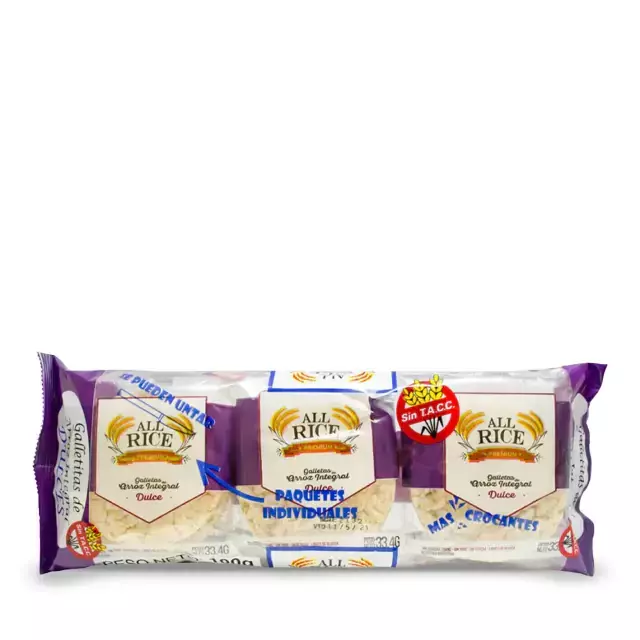 Galletas de Arroz Redondas Dulces All Rice x 100g