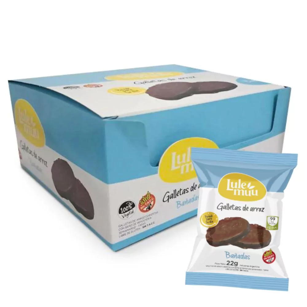 Galletas bañadas con Chocolate Negro LULEMUU x 12u