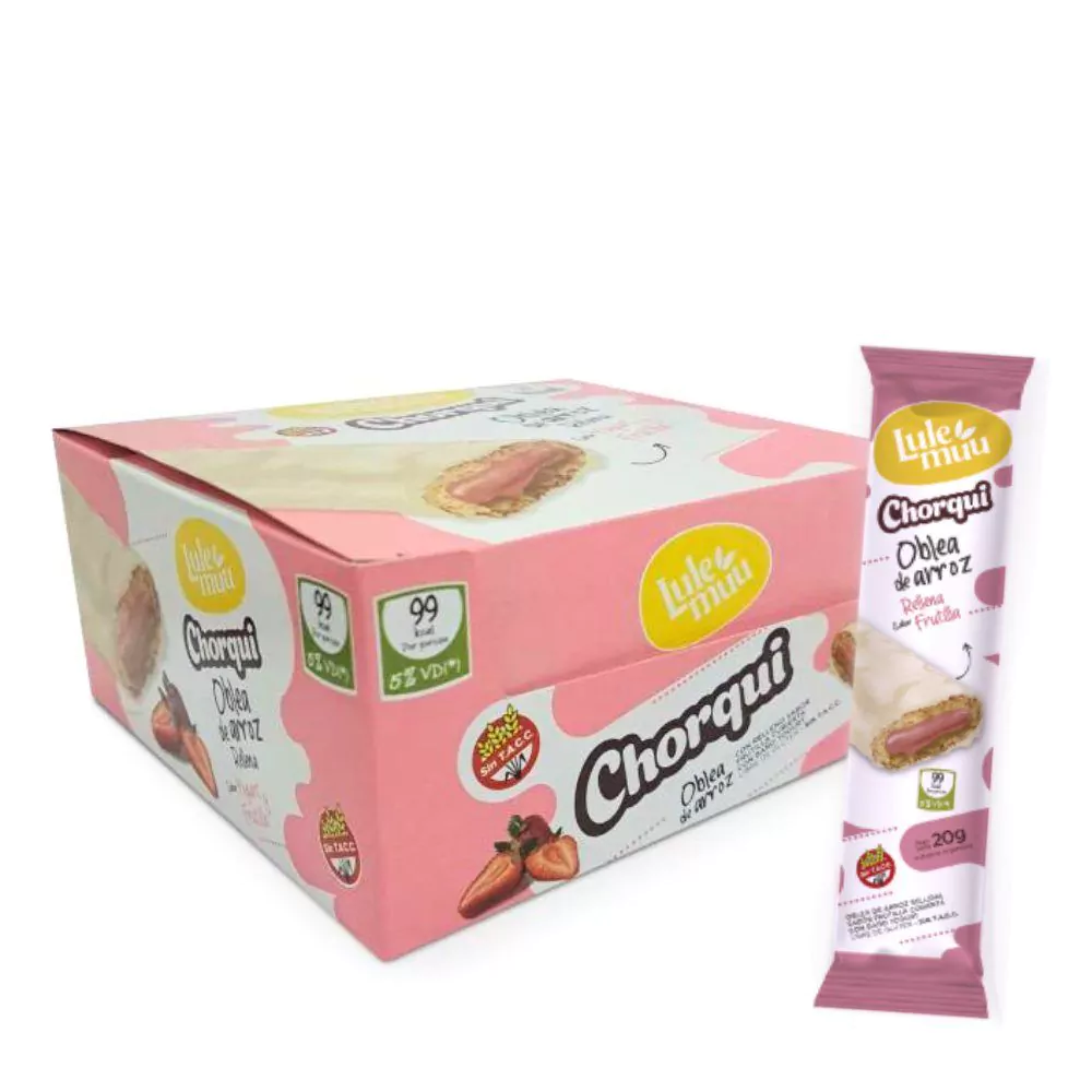CHORQUI YOGURT Oblea Rellena Frutilla LULEMUU x 20u
