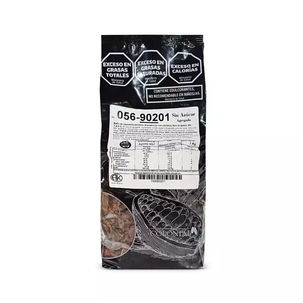 Chocolate Cobertura Semi Amargo sin Azúcar Colonial x 1Kg
