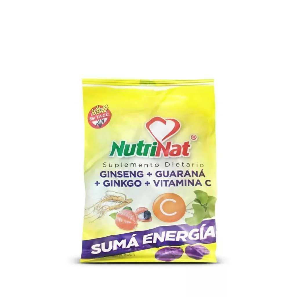 Caramelos de Ginkgo, Ginseng, Guaraná y Vít. C Nutrinat x 50g