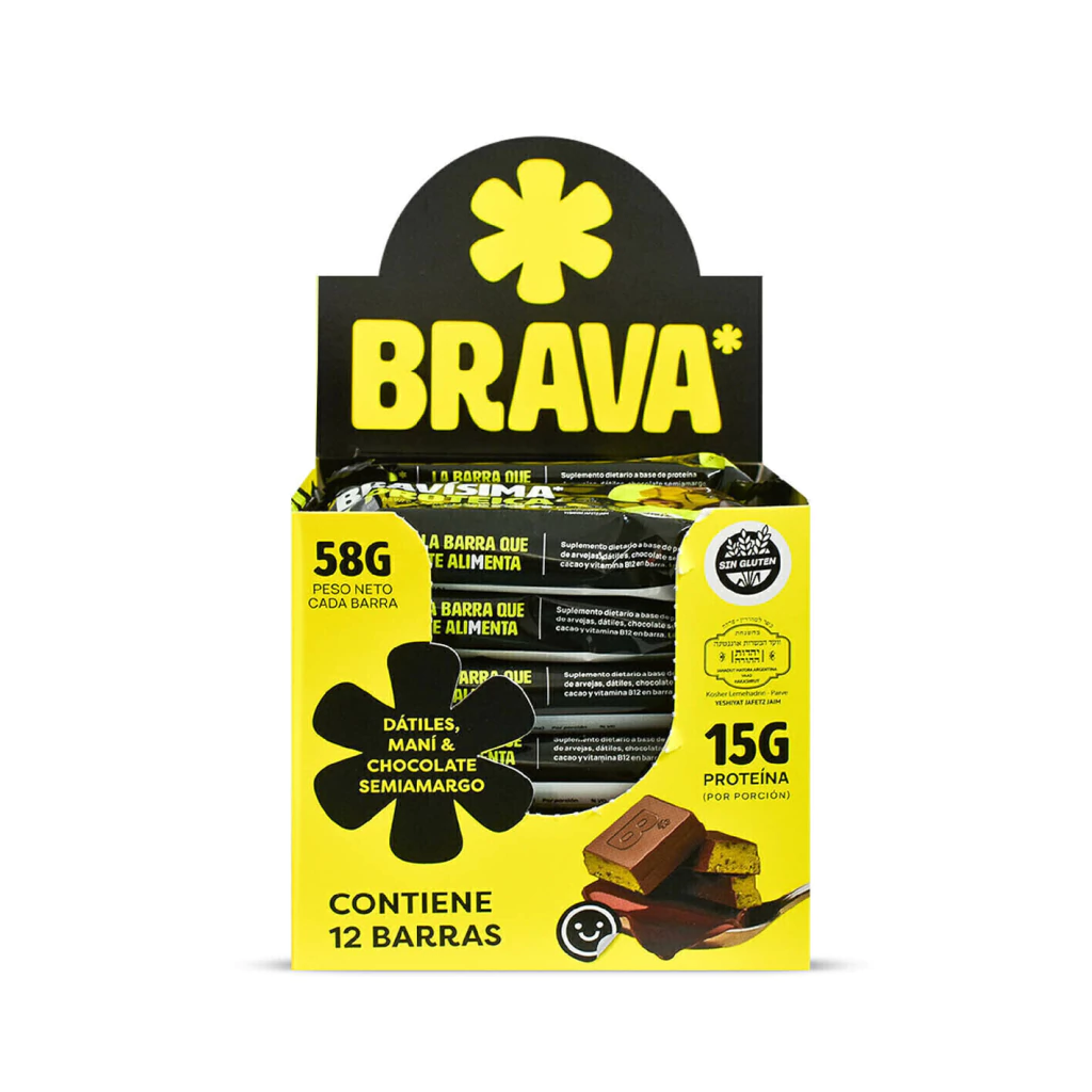 Bravísima Barrita Proteica Dátiles y Chocolate caja x 12