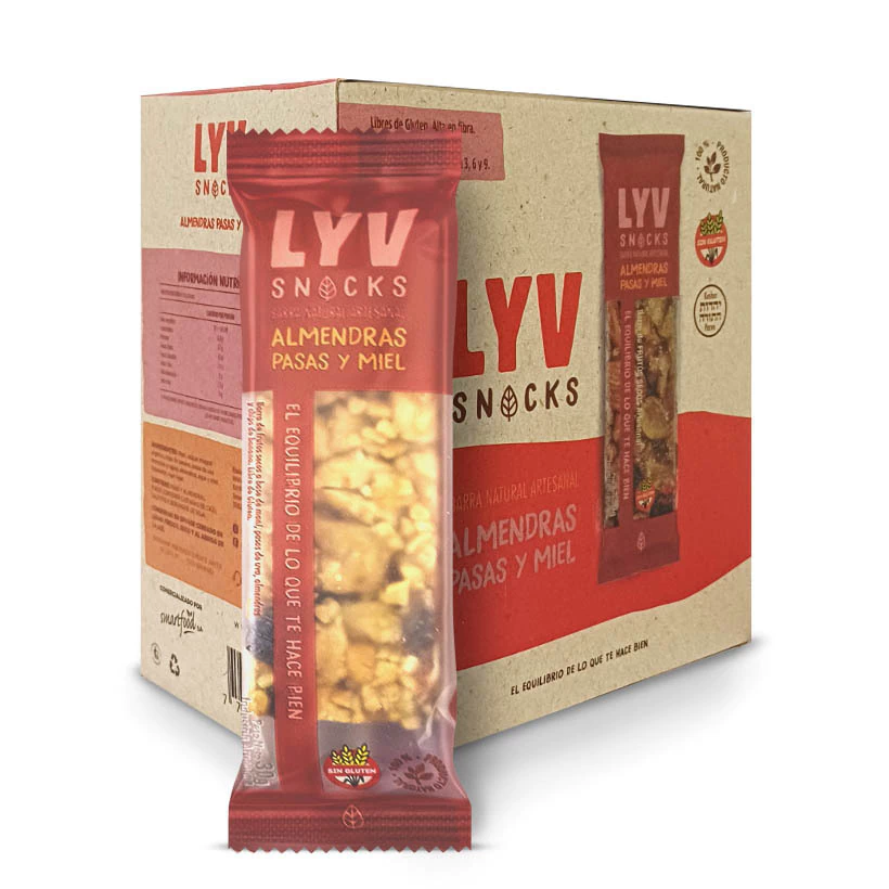 Barrita Frutos Secos, Almendras, Pasas y Miel LyV caja x 18u
