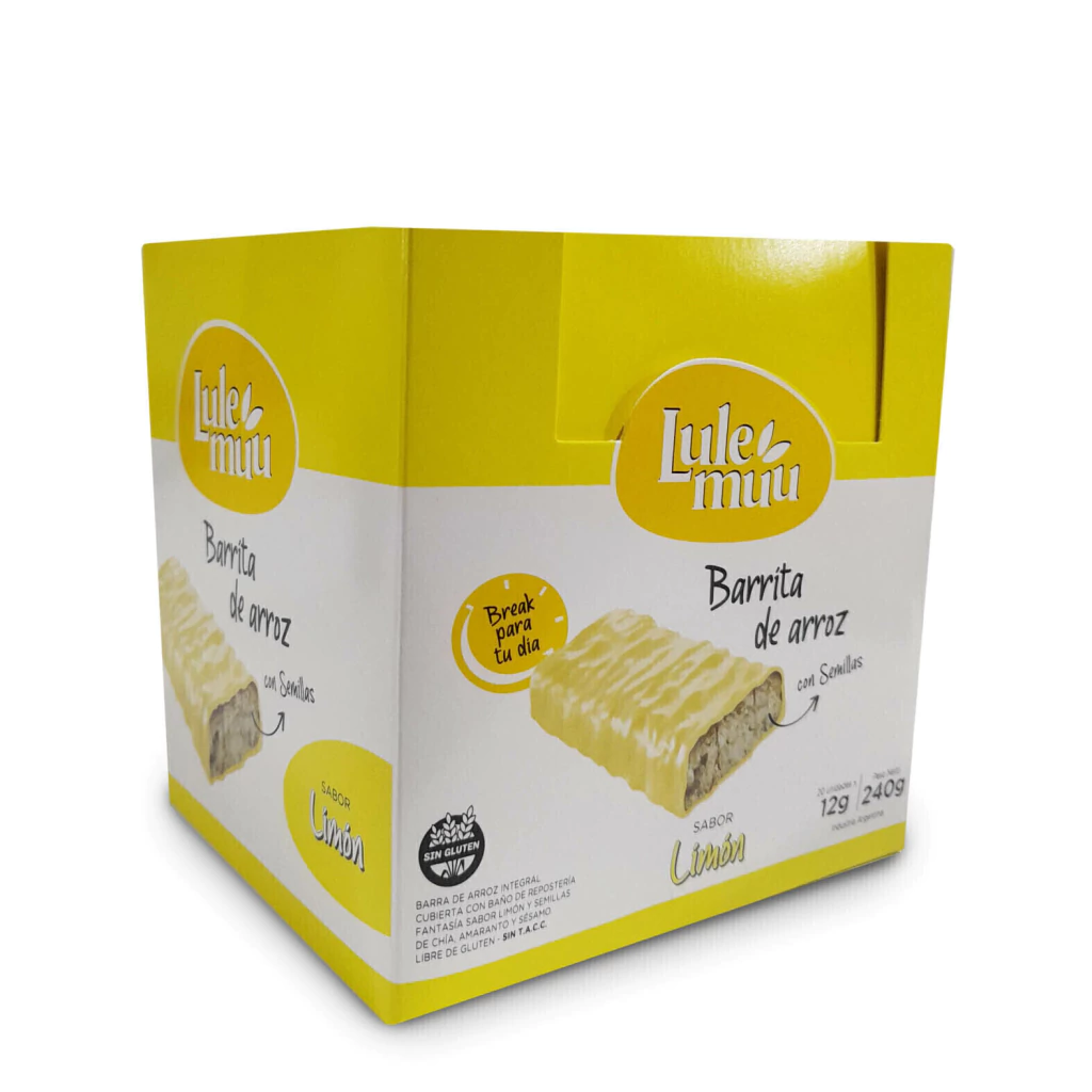 Barrita de Arroz bañada sabor Limón LULEMUU x 20u