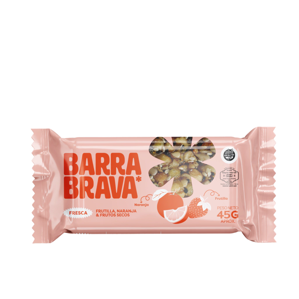 Barrita Barra Brava Frutos Secos Naranja y Frutilla x 45g