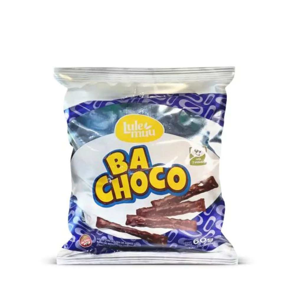 BACHOCO Galletita Arroz Bañada Choco Negro LULEMUU x 60g