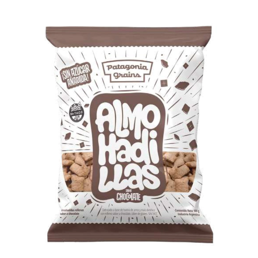 Almohadillas Rellenas de Chocolate sin azúcar Patagonia Grains x 100g