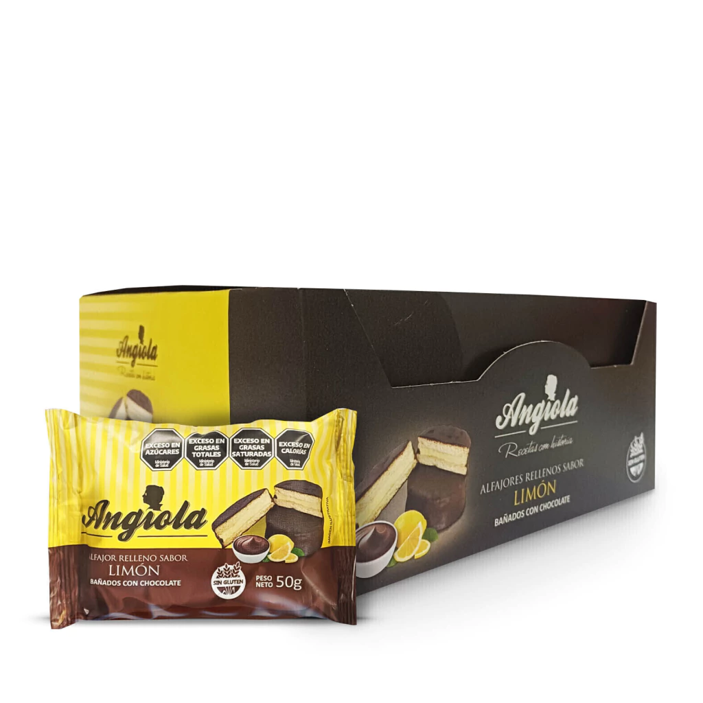 Alfajor Mousse Limón Bañado Chocolate ANGIOLA x 6u