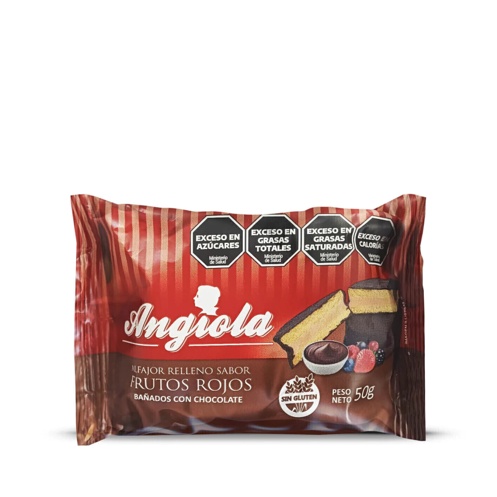Alfajor Mousse Frutos Rojos Bañado Chocolate ANGIOLA x 50g