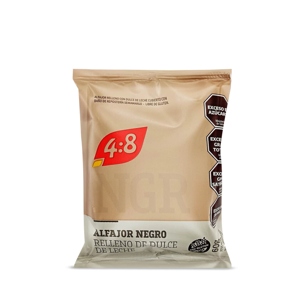 Alfajor de Chocolate Relleno DDL con Baño Negro 4:8 Caja x 12u